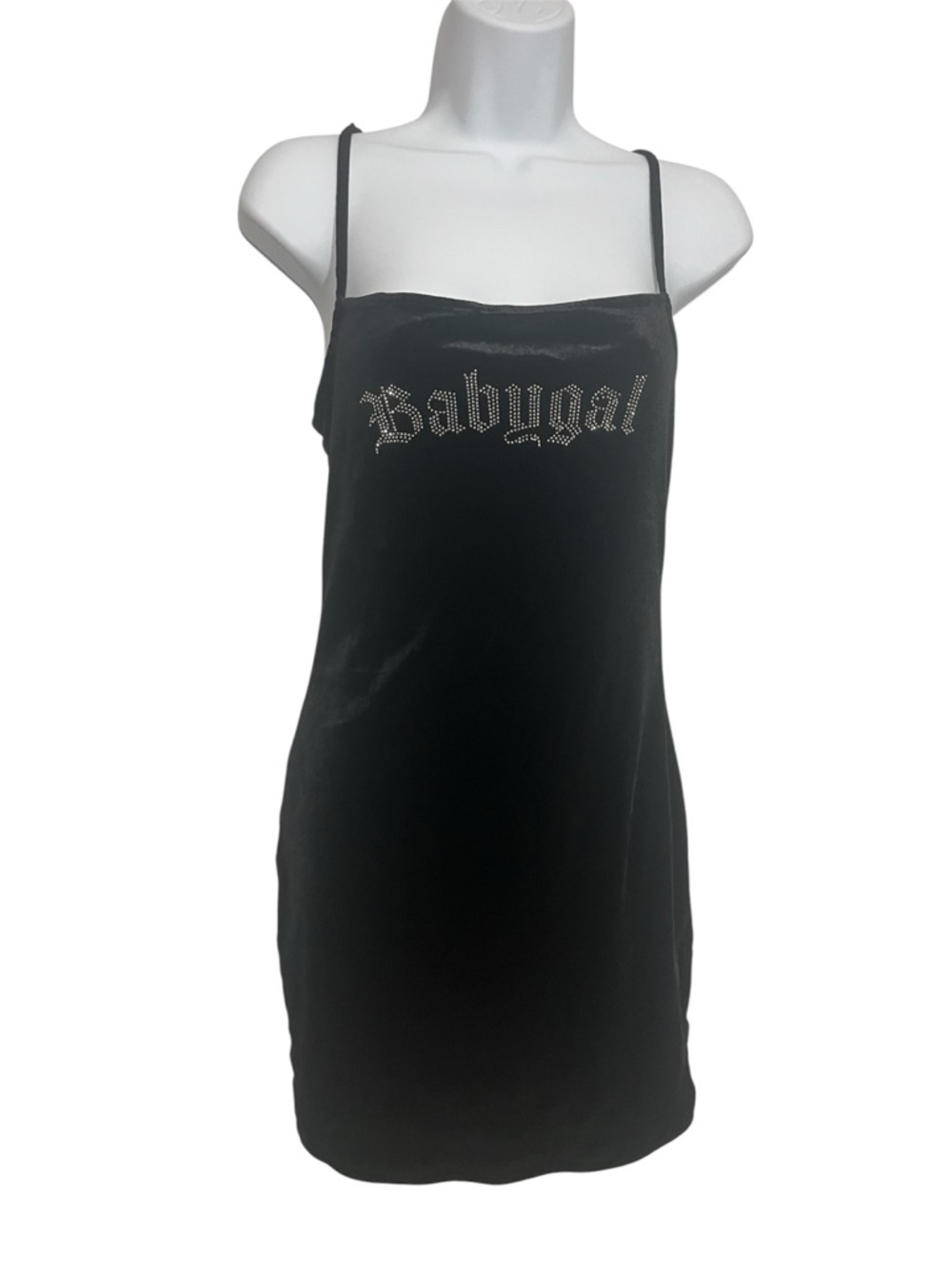 Black Velvet Rhinestone Slip Dress Size Small Divided H&M Babygal Whimsygoth